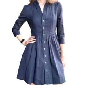 Anthropologie Moulinette Soeurs Dress Women's Size 2 Navy Blue Pleated #C